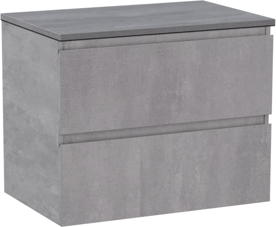 Linie Lado hängendes Möbelstück Set: 70 x 46 cm, Beton dunkelgrau, mit Lado Einzel Waschtischplatte, Melamin Beton dunkelgrau