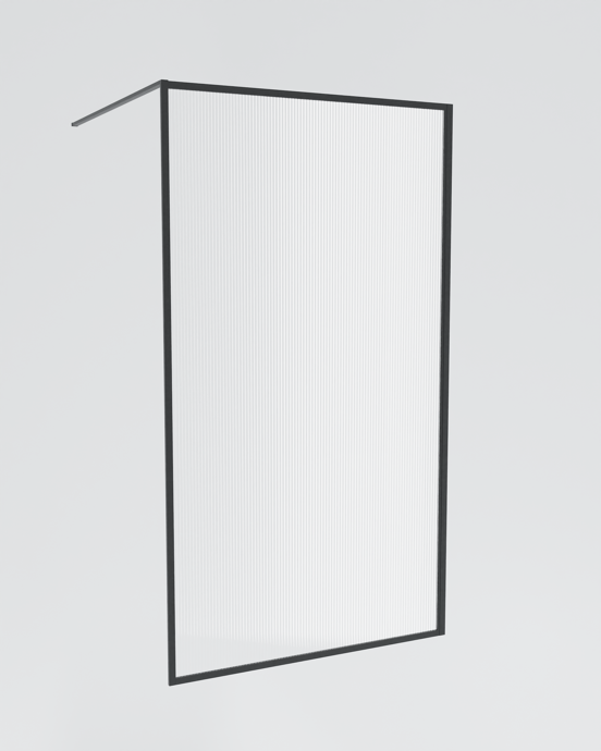 Balmani Framed inloopdouche 120 x 210 cm Reliëf glas mat zwart profiel