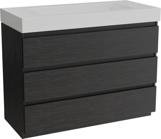 Balmani Lucida meuble salle de bains à poser 120 x 55 cm chêne noir avec Modus lavabo simple pour 2 trous de robinet en solid surface blanc mat