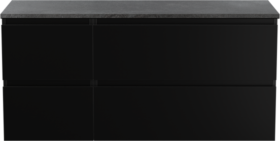 Linie Lado meuble salle de bains suspendu 120 x 46 cm noir mat avec Lado tablette simple ou double en mélaminé ardoise gris