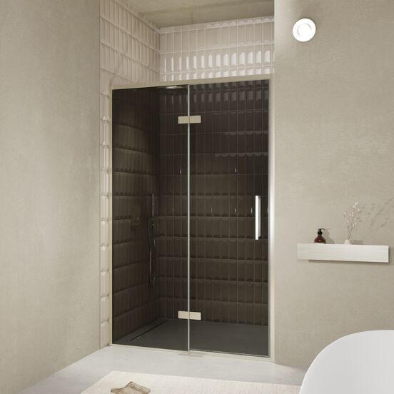 Balmani Senses Design douche draaideur links 140 cm x 210 cm Rookglas, Brushed CoolMetal profielen