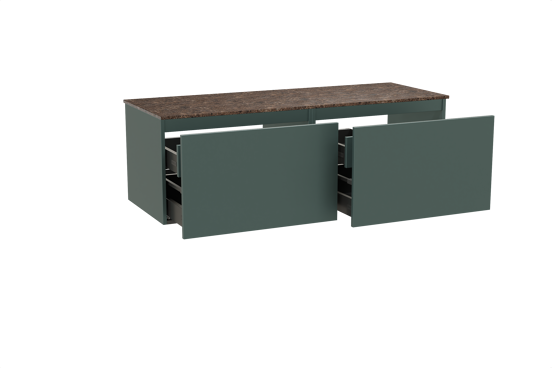 Balmani Sfera meuble salle de bains suspendu 150 x 55 cm forest avec Stretto tablette simple ou double en marbre dark emperador