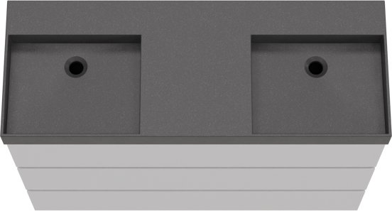 Storke Edge staand badkamermeubel 120 x 46 cm mat wit met Jura dubbele wastafel in kwarts mat zwart