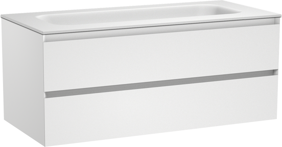 Balmani Mitra meuble salle de bains suspendu 120 x 55 cm blanc mat avec Tablo Arcato lavabo simple pour 2 trous de robinet en solid surface blanc mat