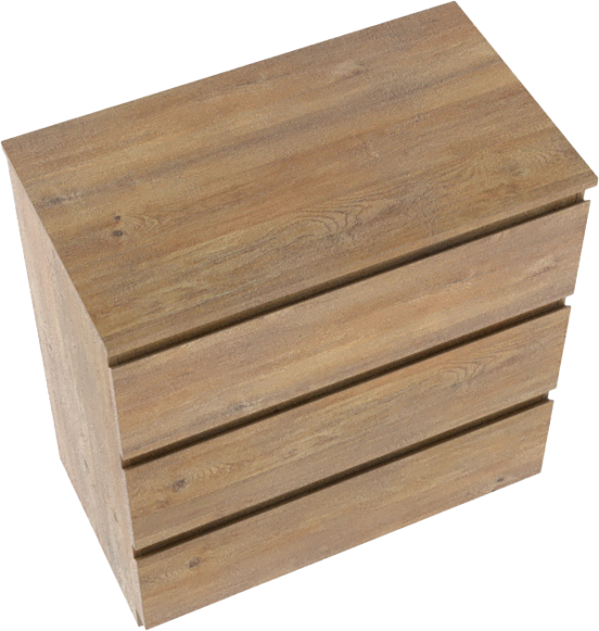 Linie Lado meuble salle de bains à poser 80 x 46 cm chêne naturel avec Lado tablette simple en mélaminé chêne naturel