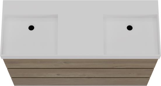 Storke Edge meuble salle de bains à poser 120 x 46 cm chêne brut avec Jura double vasque en solid surface blanc mat