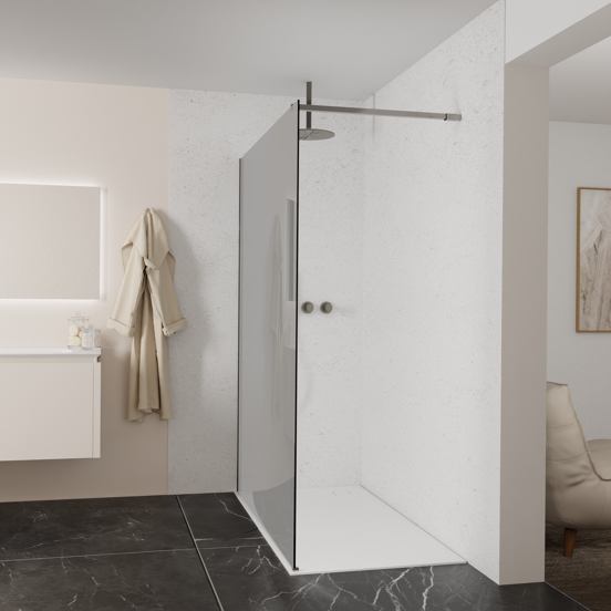 Balmani Modular douche à l'italienne: 160 x 200 cm, Verre fumé, Profil Brushed GunMetal
