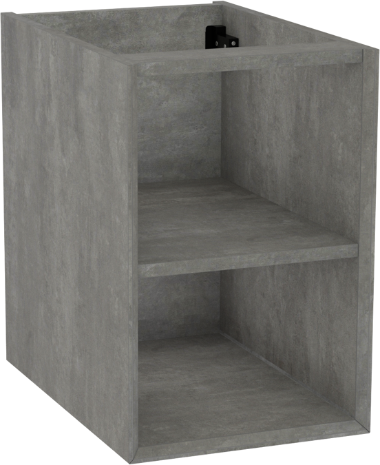Storke Edge hängender Waschbeckenunterschrank: 35 x 52 cm, Beton dunkelgrau, mit 2 offenen Nischen