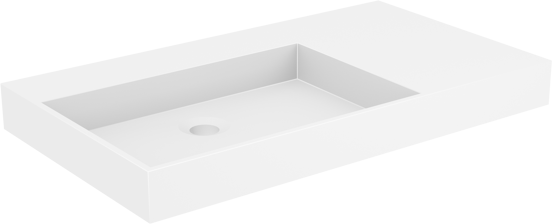 Storke jura plan vasque asymétrique à gauche mat Solid Surface 80 x 46 cm