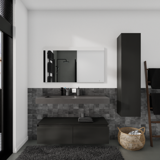 Storke Edge Modulo meuble sous-vasque suspendu 120 x 48 cm noir mat 2 tiroirs