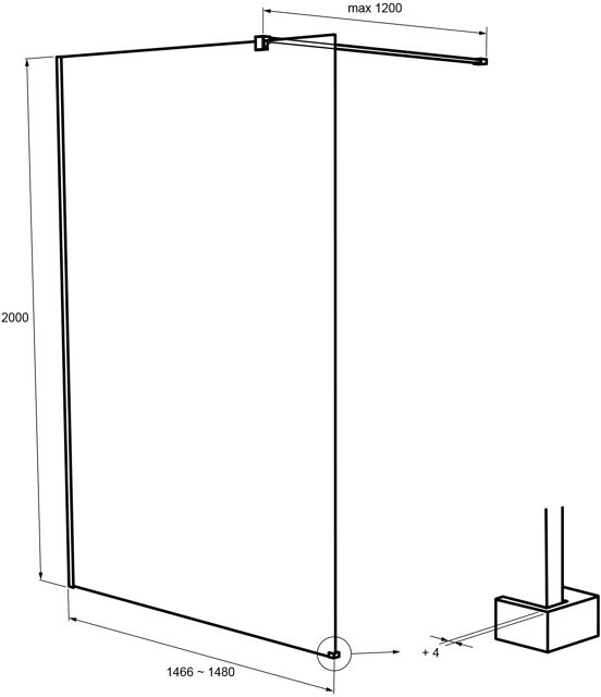 Balmani Modular inloopdouche 150 x 200 cm helder glas Brushed Rosegold profiel