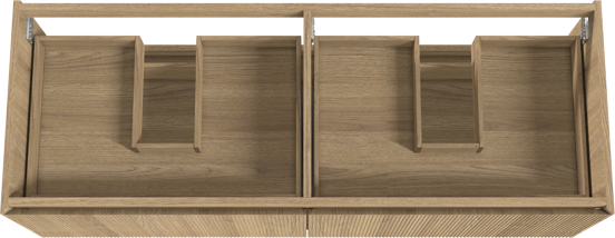Balmani Fila hängender Waschbeckenunterschrank: 150 x 55 cm, Eiche Natur, Furnierholz, 2 Schubladen
