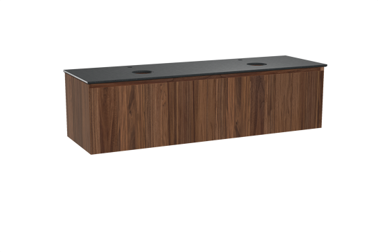 Balmani Idra zwevend badkamermeubel 180 x 55 cm notelaar met Facetta dubbel tablet in graniet zwart
