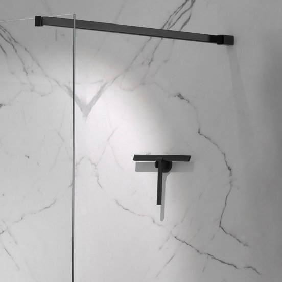 Blaufoss raclette de douche noir mat avec système de suspension pour fixation murale