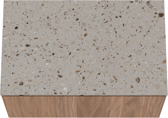 Balmani Idra hängendes Möbelstück Set: 90 x 55 cm, Nussbaum, mit Stretto Einzel Waschtischplatte, Terrazzo in Greige