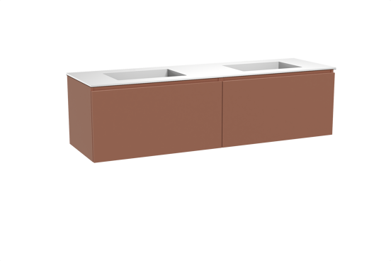 Balmani Sfera hängendes Möbelstück Set: 180 x 55 cm, Cotto, mit Tablo Stretto Doppelwaschtisch, Solid Surface Weiß matt