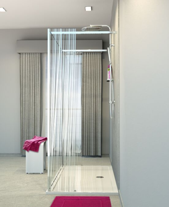 Balmani Modular douche à l'italienne avec paroi autoportante et panneau fixe 160 x 200 cm verre mikado profil chrome brillant