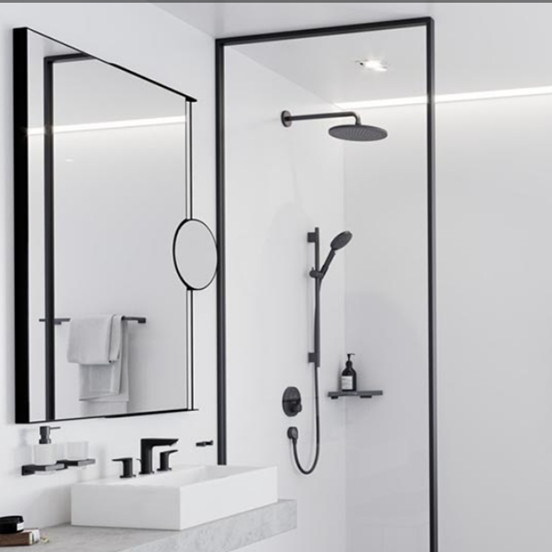 Hansgrohe Showerselect S Thermostat-Duscharmatur: Unterputz, für 2 Verbraucher, Schwarz matt