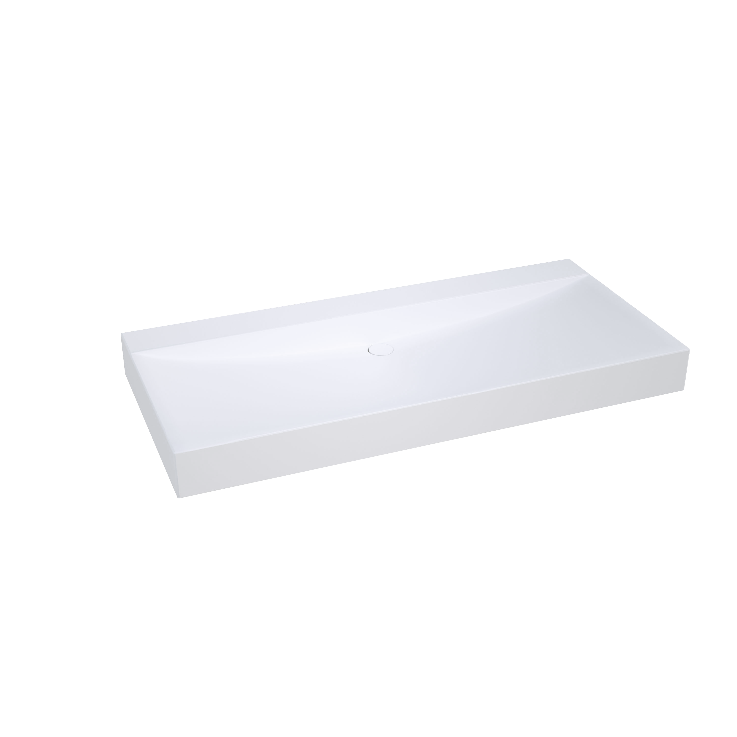 Balmani Wave enkele wastafel voor 2 kraangaten matte Solid Surface 120 x 55,5 cm