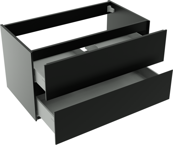 Storke Edge meuble sous-vasque suspendu 95 x 52 cm noir mat 2 tiroirs