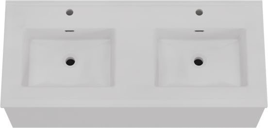 Storke Edge meuble salle de bains suspendu 120 x 52 cm blanc mat avec Kera double vasque en céramique blanc brillant
