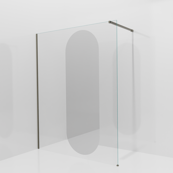 Balmani Modular douche à l'italienne: 160 x 200 cm, Miroir reflex ovale, Profil Gris pierre