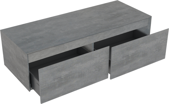 Storke Edge Modulo hängender Waschbeckenunterschrank: 120 x 48 cm, Beton dunkelgrau, 2 Schubladen