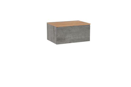 Storke Edge zwevend badkamermeubel 75 x 52 cm beton donkergrijs met Panton enkel tablet in melamine ruwe eik