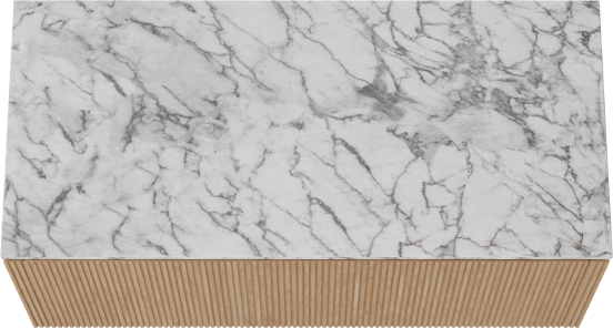 Balmani Eclips meuble salle de bains suspendu 120 x 55 cm Chêne naturelle avec Stretto tablette simple ou double en Marbre Carrare, Nervure droite symétrique verticale