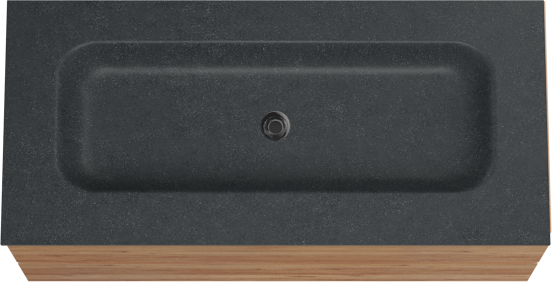 Balmani Lucida meuble salle de bains suspendu 120 x 55 cm teck avec Tablo Arcato lavabo simple pour 2 trous de robinet en granit noir