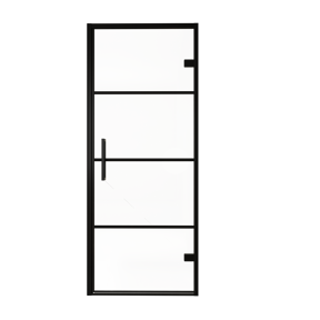 Balmani Senses Design porte pivotante à droite 90 cm x 210 cm verre Lined, Profil noir