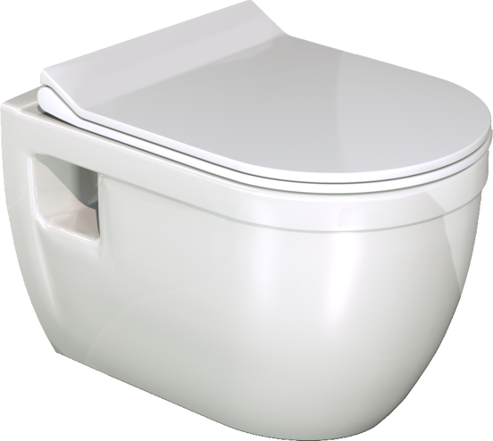 Linie Tempo hangend toilet hoogglans wit randloos met Geberit Duofix inbouwreservoir