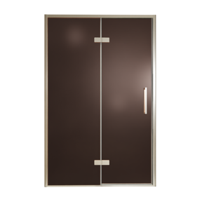 Balmani Senses Design Dusche Drehtür, Links, 140 cm x 210 cm, Bronze, Profil Brushed CoolMetal