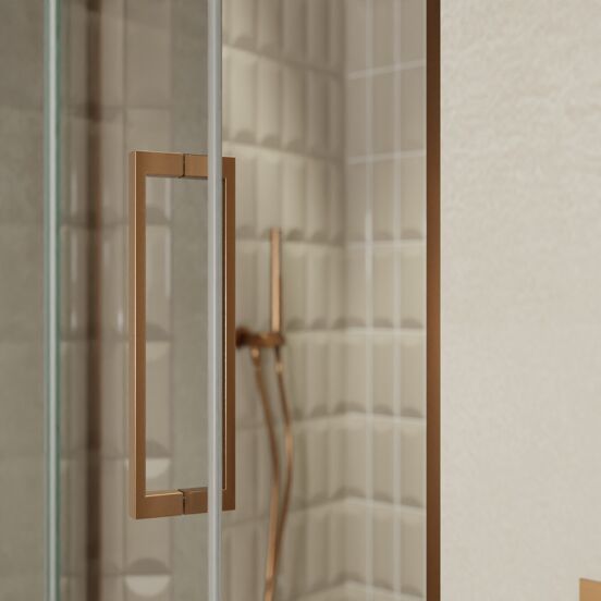 Balmani Senses Design douche draaideur links 100 cm x 210 cm Reflex spiegelglas, Brushed Rosegold profielen