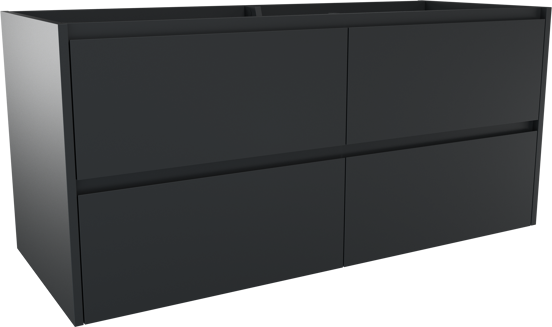 Storke Seda zwevend wastafelonderkast 130 x 52 cm mat zwart 4 lades