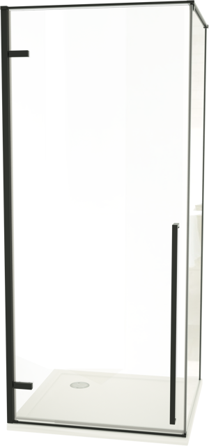 Luca Varess Stilus douchehoek met linkse draaideur en vaste zijwand 90 x 90 cm helder glas mat zwart profiel