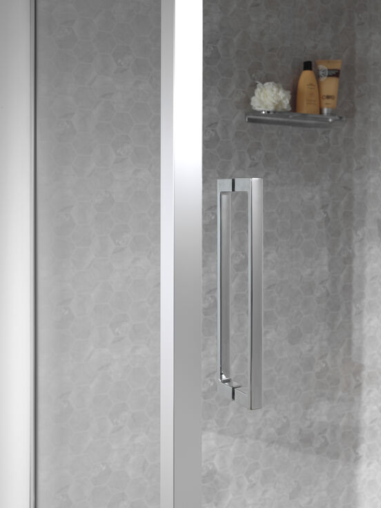 Luca Varess Senses douchehoek met schuifdeur en vaste zijwand 160 x 100 cm helder glas glanzend chroom profiel