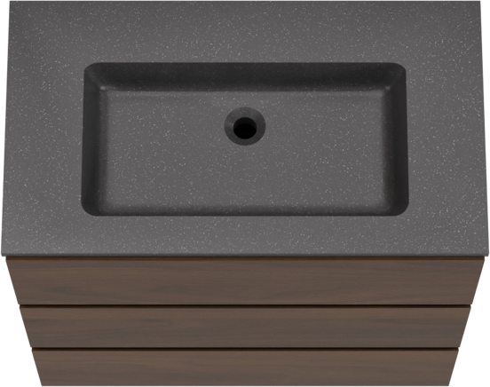 Storke Edge meuble salle de bains à poser 80 x 46 cm noyer avec Scuro plan simple en quartz noir mat