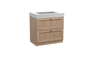 Balmani Lemon staand badkamermeubel 90 x 55 cm verweerde eik met Modus enkele wastafel in solid surface mat wit