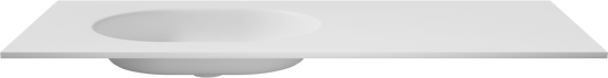 Balmani Tablo Oval asymmetrisch linkse wastafel mat witte Solid Surface 120 x 55 cm