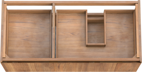 Balmani Idra zwevende wastafelonderkast 120 x 55 cm asymmetrisch rechts teakhout 4 lades
