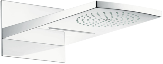 Hansgrohe Raindance Rainfall tête de douche rectangulaire avec support mural 44 x 21 cm chrome brillant et blanc