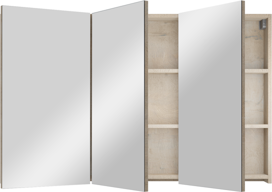 Linie Montro Spiegelschrank Bad: 100 x 75 cm, graue Eiche