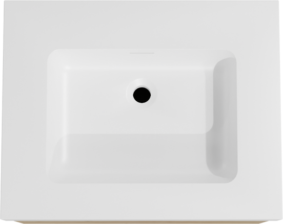 Storke Edge zwevend badkamermeubel 65 x 52 cm ruwe eik met Mata High enkele wastafel in solid surface mat wit