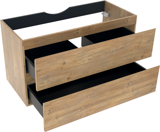 Linie Lado meuble sous-vasque suspendu 100 x 46 cm chêne naturel 2 tiroirs
