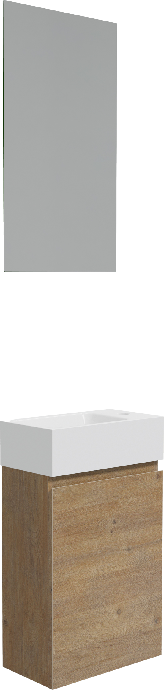 Linie Lado toiletmeubelset natuur eik met wastafel composietmarmer 40x22cm