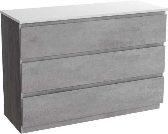 Linie Lado staand badkamermeubel 120 x 46 cm beton donkergrijs met Lado dubbel tablet in composietmarmer glanzend wit