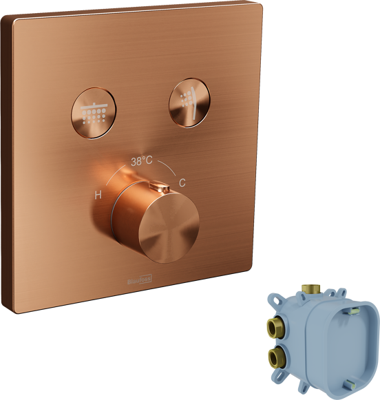 Blaufoss Smartbox Switch-Line thermostat de douche encastré 2 évacuations Brushed Rosegold incl élément intégré
