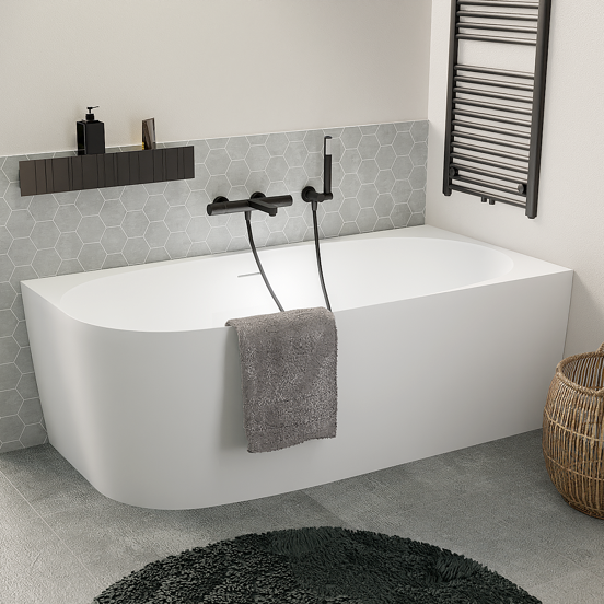 Luca Varess Sutilo baignoire d'angle droite double 160x75cm acrylique blanc mat