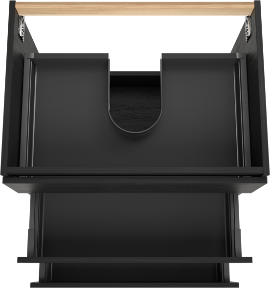 Balmani Lucida stehender Waschbeckenunterschrank: 75 x 55 cm, Eiche Schwarz, 3 Schubladen